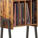 TUTOTAK Record Player Stand, Record Storage Table, End Table with Vinyl Holder Display Shelf, Side Table, Turntable Stand, Nightstand V1TB01BB045 (Rustic Brown)