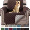 H.VERSAILTEX Chair Slipcover Reversible Chair Cover for Dogs Water Resistant Chair Cover for Living Room Washable Furniture Protector Cover Seat Width Up to 21"(Armchair, Brown/Beige)