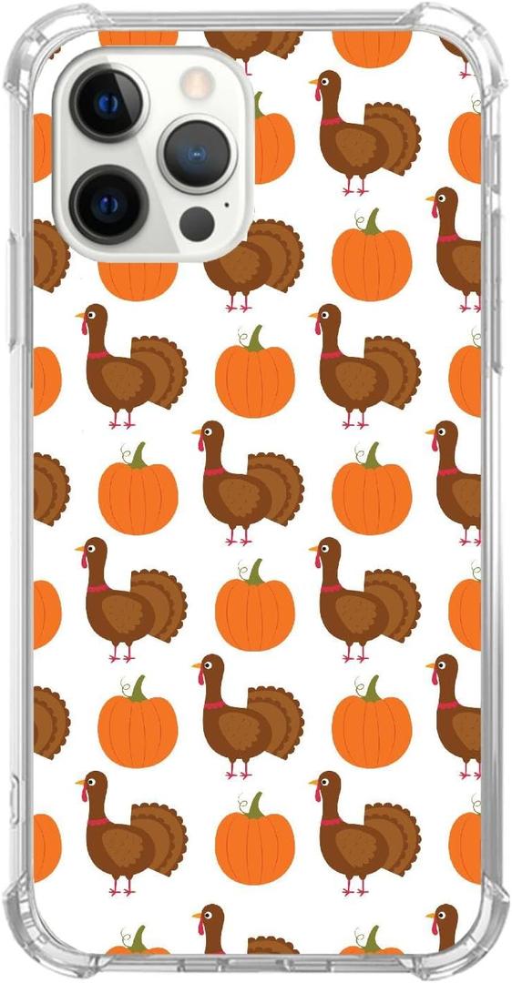 Thanksgiving Turkey Pumpkin Phone Case Compatible with iPhone 15 ProAesthetic Turkey Pumpkin Silicone Shockproof TPU Bumper Protective Cover Case for iPhone 15 Pro
