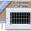 Fits 6x4 Duct Opening Steel Adjustable Air Supply Grille by Handua | Register Vent Cover Grill for Sidewall and Ceiling | White | Outer Dimensions: 7.75" X 5.75"