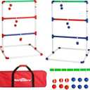 Ladder Toss Outdoor Game Set - Win SPORTS Indoor Ladder Ball Toss Game with 6 Weighted Bolos, Carrying Case and Sand Weighted PVC Piping,Games for Adults, Kids, Family