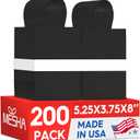 MESHA Kraft Gift Bags 200 Pack 5.25x3.75x8 Inch Small Black Paper Bags with Handles Bulk for Small Business,Birthday,Party,Wedding,Retial,Shopping Bag