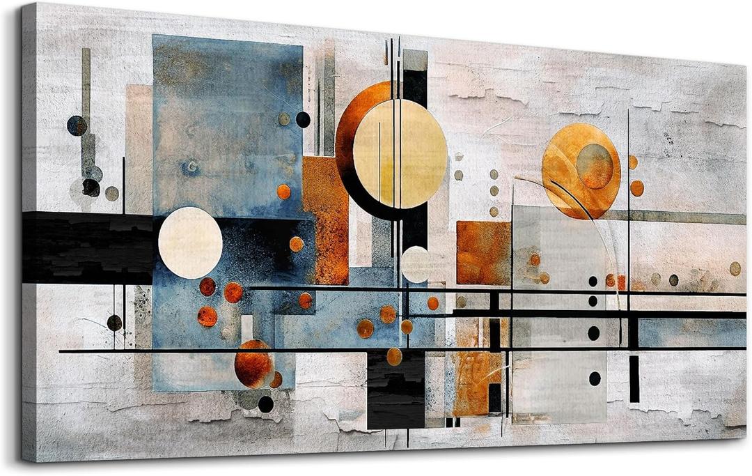MHARTK66 Boho Wall Art for Living Room, Office, Bedroom - Color Block Line Canvas Prints, Abstract Pictures, Home Decor - Ready to Hang (40L" x 20W", Color Block Line Wall Painting)