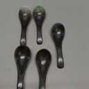 5Pcs Ceramic Soup Spoon Set Asian Ramen Spoons for Home and Restaurant Use Multipurpose Small Spooning Dumplings Noodles Rice Serving