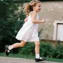 3 Pack Girls White Ruffle Dress Short Socks, Cute Scallop Frilly School Uniform Cotton Crew Ankle Socks (White)