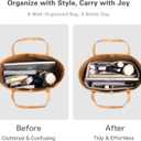 Purse Organizer Insert, Handbag Organizer with Zipper, Tote Shaper with Cup Holder & Keychain, Compatible with LV, Neverfull, MK, COACH, Longchamp, Kate Spade Black Med