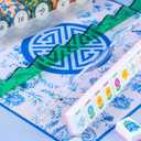 DoubleFill 4 Pack Mahjong Tile Rack & Pusher Set, Acrylic All-in-one Holders, Magnetic Mahjong Racks for Organizing Tiles, Easy to Use for Home Game Nights(Scalloped Edge,Colorful)