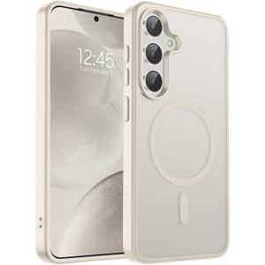 SUPFINE Magnetic for Samsung Galaxy S24 Case / S25 Case(Compatible with MagSafe) (Military Grade Drop Protection) Slim Translucent Shockproof Phone Case,Stone