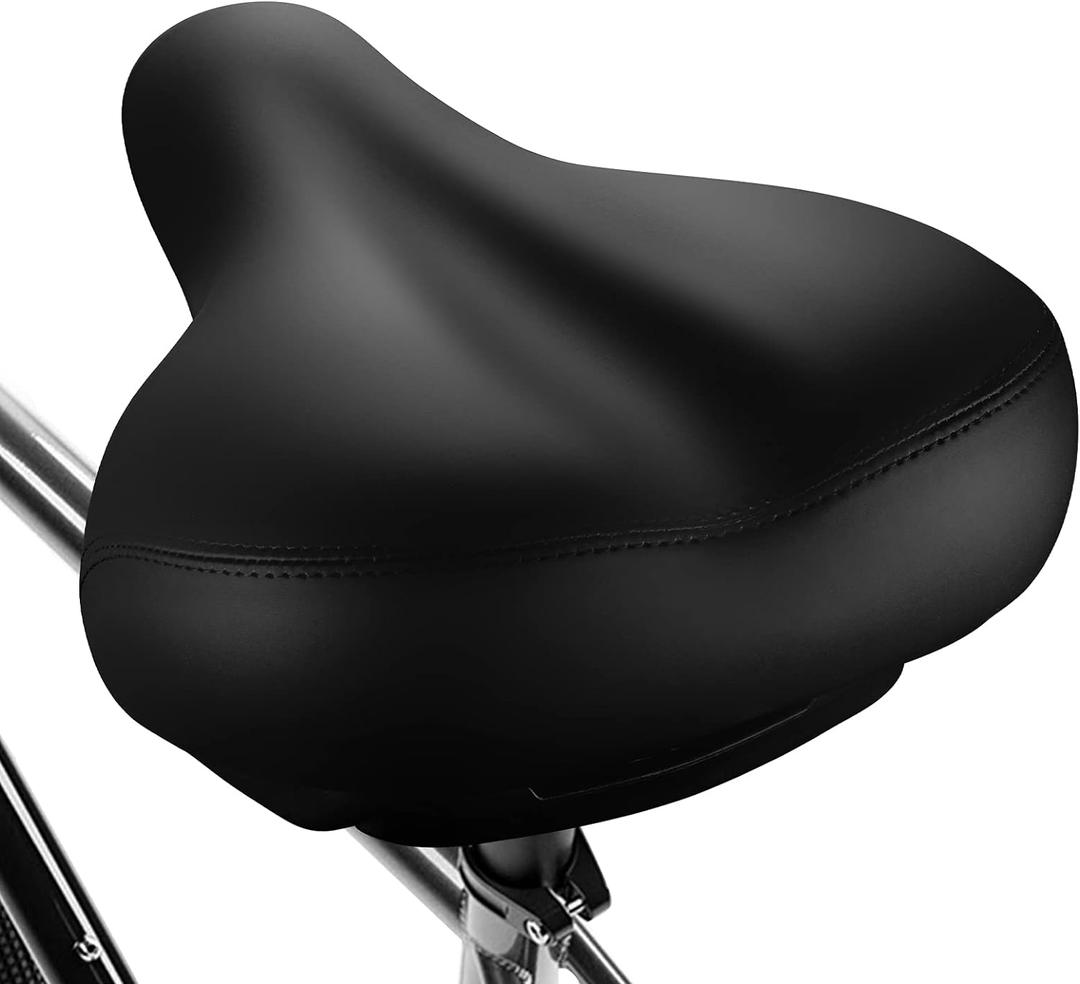 Oversized Bike Seat, Comfortable Bike Seat - Universal Replacement Bicycle Saddle - Waterproof Leather Bicycle Seat with Extra Padded Memory Foam - Bicycle Seat for Men/Women