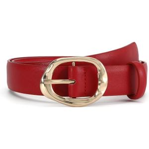 Women Belt for Jeans Pants Dresses Ladies Fashion Casual Faux Leather Waist Belt with Gold Buckle (26-28 (Pant 4-6))