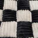 Yoovat Funny Pet Couch Covers for Sofa Plush Checker Plaid Sofa Covers for Pets Washable 3 Cushion Couch Sofa Mat Friendly (Cream Black, 60x130)