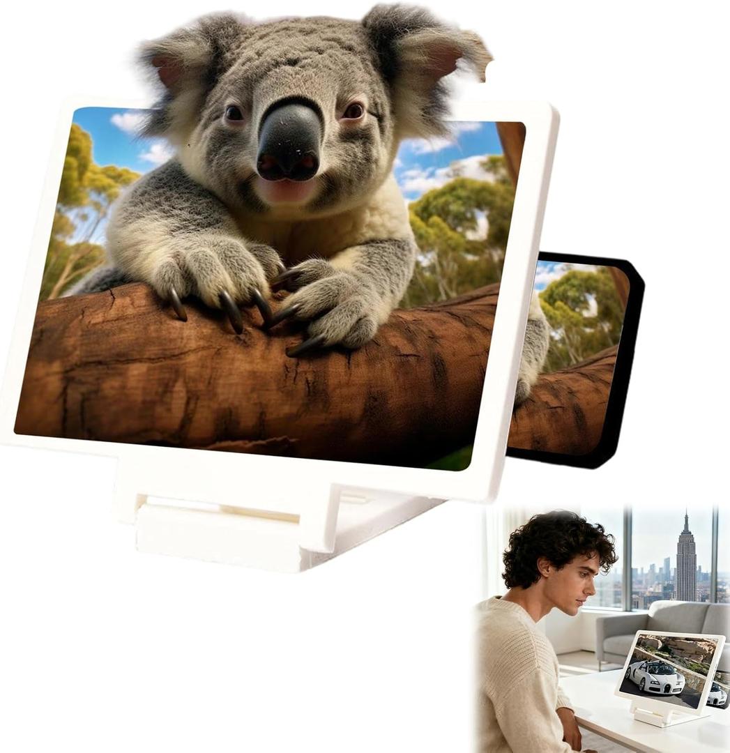 12" Big HD Screen Phone Magnifier, Pull-Out Phones Screens Amplifier, Lightweight and Foldable Phone Screen Magnifier with All Phones for Movies, Videos and Gaming (White)