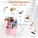 2 x Pencil Pen Holder for Desktop, 360 Degree Rotating Pencil Holder for Desk Organizer, 5 Slots Rotating Desk Pen Organizer for Office School Home, Pink