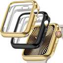JR.DM 2 Pack Soft Flexible TPU Case Compatible for Apple Watch Series 11/Series 10 42mm Touchable Screen Lightweight All-Around Protector Thin Guard Shockproof Cover for iWatch, Gold+Black