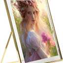10x12 Gold Floating Frame,Glass Picture Frame for Photo (7x9,8x10,9x10,8x11,8.5x11 in Float Effect),up to 10 by 12" Full Size Display,Self Standing for Wedding/Document/Bill,25x30cm Frame