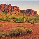 AWERT 48x24 inches Reptile Habitat Background Sky Oasis Mountain Cactus Sun and Desert Terrarium Background Durable Polyester Background