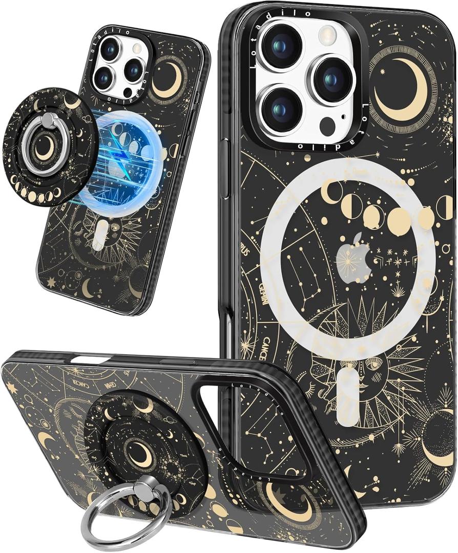 Lotadilo Case for iPhone 16 Pro Max Case Compatible with Magsafe Ring Holder Stand - for Women Constellation Design TPU Phone Cover for Girls Girly Funny Fashion