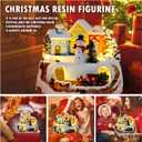 Christmas Collectibles Building Village House Musical Snow Globe Resin Figurines with 8 Music Snowman, Christmas Train Come with Xmas Gift