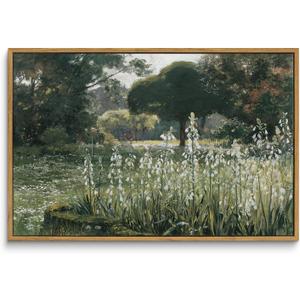 InSimSea Framed Canvas Wall Art Vintage Decor, Home Decor Wildflower Field Artwork Large Canvas Wall Art, Rustic Style Kitchen Office Farmhouse Bathroom decor, 16"x24" (24L" x 16W", Galtonia)