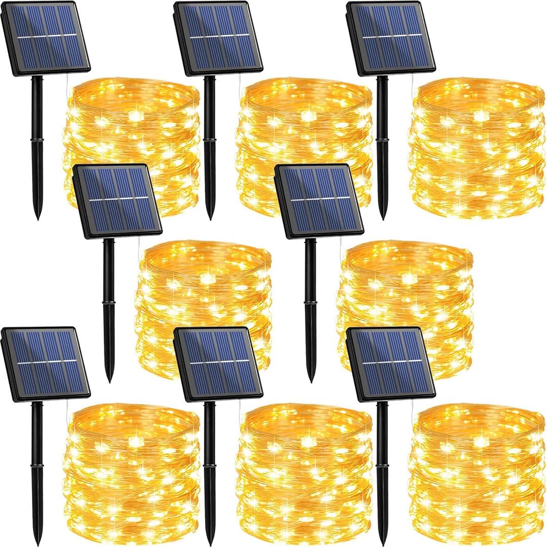 Beieverluck 8 Pack Solar Fairy Lights Outdoor Waterproof 264FT 800 LED Solar String Lights Outside with 8 Modes for Tree Garden Wedding Party Decor, Warm White