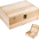 Unfinished Wood Box with Hinged Lid 1 Pack - 10.6" x 7.6" x 4.3" Smooth Unpainted Wooden Storage Box for Crafts, Jewelry, DIY Painting, Gift Packaging - Lightweight & Warp-Resistant (Natural Color)