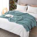 EMME Cotton Blanket Queen Size for Bed Soft Large Muslin Bed Blankets 90"x90" Lightweight Breathable Layering Bedspread All Season Gauze, Teal