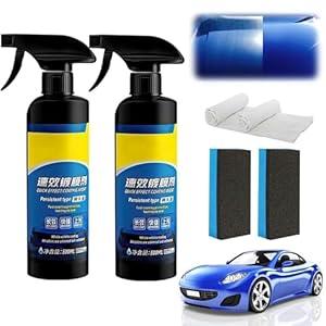 2PCS Car Coating Spray, 17.6 oz Quick Effect Coating Agent, Oil Film Emulsion Glass Cleaner, Polish Spray Waterless Wash Wax, Spray Wax Polish for Car Scratches