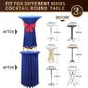 3 Packs Cocktail Table Covers Spandex Stretch Royal Blue Round Tablecloth With Skirt, 32"x 43" Upgraded Model High Top Fitted Dress for Party Wedding Banquet
