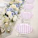 48Pcs 7 Inches Gingham Party Supplies Purple Paper Plates Disposable Plaid Decorative Dinner Dessert Serving Plates for Baby Shower Wedding Birthday Party