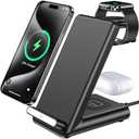 Wireless Charging Station,3 in 1 Charging Stand Made for Apple Watch Ultra 11 10 9 8 7 6 SE 5 4 3,Fast Wireless Charger Made for iPhone 17/Air/16/15/14/13/12,for AirPods Pro(with Adapter) (Black)
