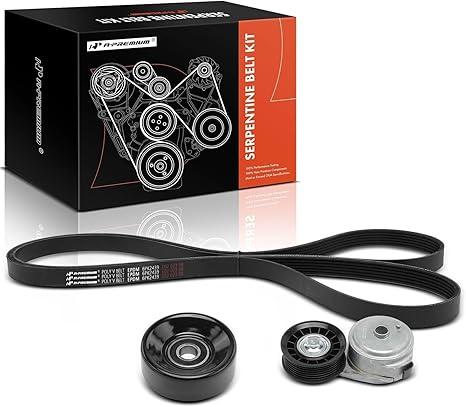 A-Premium Engine Serpentine Belt Drive Kit with Tensioner & Idler Compatible with Chevrolet, GMC, Isuzu, Oldsmobile & Workhorse Cars - C1500 2500 3500, Tahoe, Savana, Express & More, 4.3L 5.0L 5.7L