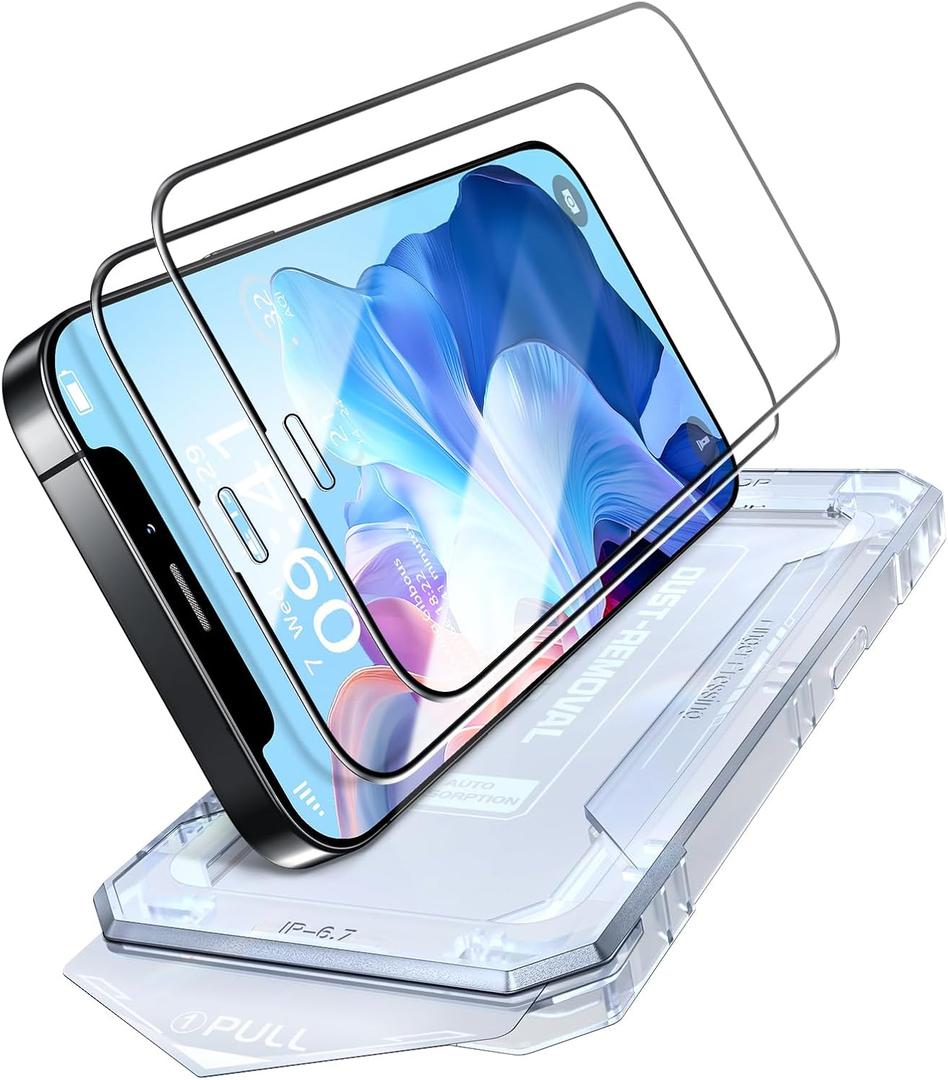 2 x Unbreak Top 9H+ Glass for iPhone 12 pro max Screen Protector 12FT Military Armor Shatterproof + Longest Durable, 1:1 Full-Coverage Tempered Glass, Auto-Align Fit Bubble-free, 2-Pack (HD clear)