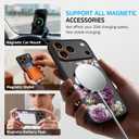 for iPhone 17 Pro Max Case, Black Floral Flower Pattern Case [Compatible with MagSafe] [Translucent Matte] Cute Slim Shockproof Protective Women Girls iPhone Case, Pink Purple Flower