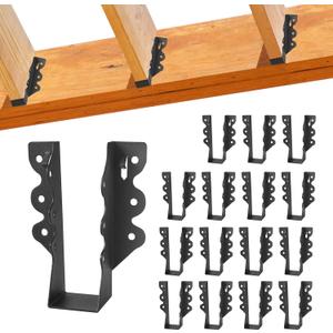 16 Pcs 2"x 6" Joist Hanger,Q235B Steel Face Mount Joist Hangers,Black Powder Coated Hurricane Ties for Rafter, Rafter Brackets for Floor, Deck and Ceiling Joists