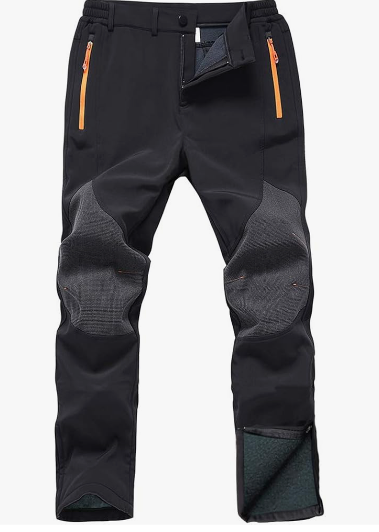 Gash Hao Mens Snow Ski Waterproof Softshell Snowboard Pants Outdoor Hiking Fleece Lined Zipper Bottom Leg, Size 32x32