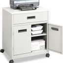 Safco Products 1870GR Steel Machine Stand with Double Doors and Drawer, Gray