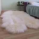 Woolous Sheepskin Rug 4x6 ft - Large Genuine New Zealand Lambskin Wool Quad Pelt Sheep Skin Fur Throw Area Rug for Nursery, Bedroom, and Living Room Decor (Ivory-White)