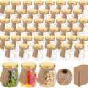 Nitial 50 Pack 5 oz Plastic Jars with Lids Bulk Yogurt Containers with Lids Gift Jars with DIY Craft Twine and Labels Gifts for Birthday Wedding Halloween Christmas Party Favor(Gold,Aluminum Lid)