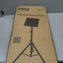 Pyle Projector Stand Tripod, Height Adjustable 28"-46" Portable Laptop and DJ Equipment Stand with Angle Tilt Tray, Heavy Duty Metal Construction, Foldable Design, 20" x 16" Platform