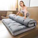 MAXYOYO Grey Triangle Futon Mattress, Japanese Floor Mattress Quilted Bed Mattress Topper, Extra Thick Folding Sleeping Pad Breathable Floor Lounger Guest Bed for Camping, King