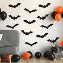 3 x 12PCS Halloween Hanging Bat Decorations with Glowing Eyes, Spooky Realistic Halloween Decorations for Yard Outdoor and Indoor Party Supplies (3 Styles)