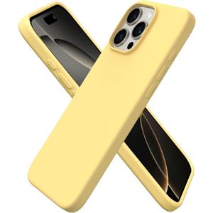 ORNARTO Compatible with iPhone 16 Pro Max Case 6.9", Slim Liquid Silicone 3 Layers Soft Gel Rubber Shockproof Protective Cover with Anti-Scratch Microfiber Lining-Buttercream Yellow