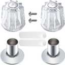 2 Set Shower Faucet Handle Replacement, Compatible with Price Pfister Contessa and Windsor Tub and Shower Faucets Clear Acrylic Hot and Cold Shower Knob Replacement for Remodeling Trim
