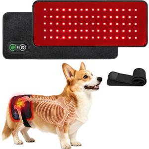 Pets Red Light Therapy Belt, LED Infrared Light Therapy for Dogs and Cats with 80 LEDs 660nm and 850nm Red,Wearable Device for Pain Relief Arthritis Joint & Muscle Recovery (13.8 x 5.9 in) (Black)