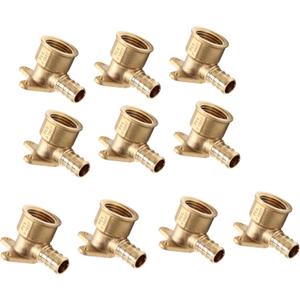 (Pack of 10) EFIELD Pex Drop-Ear Elbow Brass Crimp Fitting 1/2 Inch x 1/2 Inch Female NPT, ASTM F1807,(PEX1807159) (Pack of 10) EFIELD Pex Drop-Ear Elbow Brass Crimp Fitting 1/2 Inch x 1/2 Inch Female NPT, ASTM F1807,(PEX1807159)