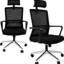 Ergonomic Office Chair,High Back Desk Chair with 3 Gear Tilting Backrest and Adjustable Headrest,400lbs Weight Capacity Integrated Metal Base with Swivel Wheels,Comfort Breathable Mesh (Black)
