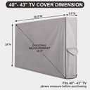 PureFit Outdoor TV Cover 43 inch Weatherproof Waterproof Outside TV Covers 40-43 inch TV Protector Enclosure for Flat Screen TVs, Fits up to 39.5"W x 25"H x 5.5"D, Grey