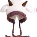 Animal Hat Cute Sheep Cap for Girls, Soft Lamb Beanie with Ear Flaps, Winter Headwear Cosplay Props Party Supplies (One Size, White)