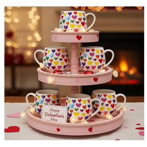Layhit 6 Pcs Valentine's Day Coffee Mugs 12 oz Valentine Conversation Heart Ceramic Mugs Bulk Cute Couple Cups Set for Anniversary Wedding Engagement Birthday Couple Gifts Mom Girlfriend