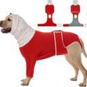 FUAMEY Dog Body Suits After Surgery, Anti-Licking Neuter Cone Alternatives, Turtle Neck Spay Recovery Suit Female, Surgical Suits for Male Post Surgery Onesie, Elastic Dogs Pet Recovery Suit (Red, XL) (New Version- Red)